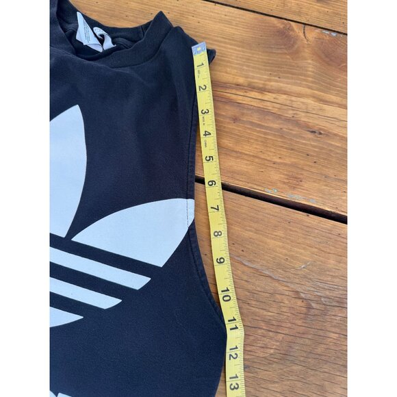 Adidas Womens Black Sleeveless Crop Top Tank Top Size S With Trefoil Logo Casual - Picture 4 of 6